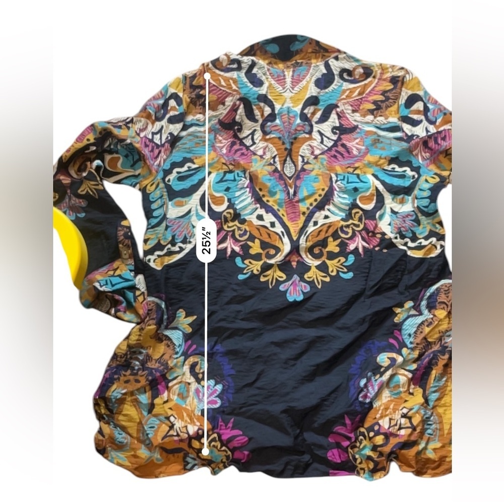 5/$25 Multiples brand Multicolor Paisley Button-Up Shirt - Picture 5 of 5